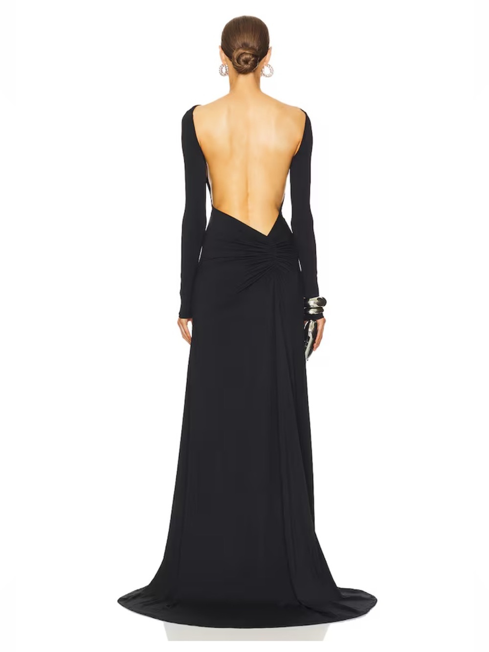 Helsa The Heidi Dress Black Long-Sleeve Maxi Evening gown with train Revolve XS - Picture 4 of 11